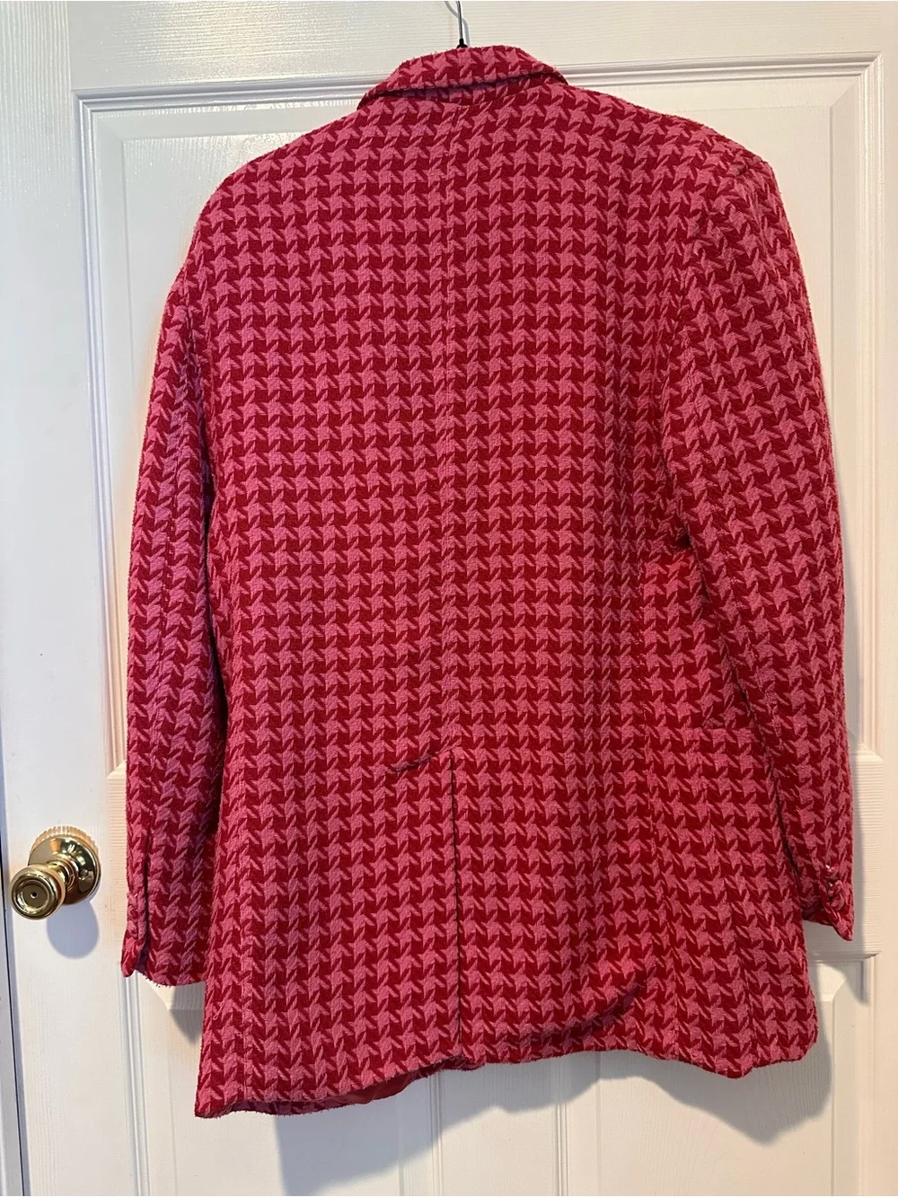 AFRM Pink and Red Herringbone Open-Front Blazer
